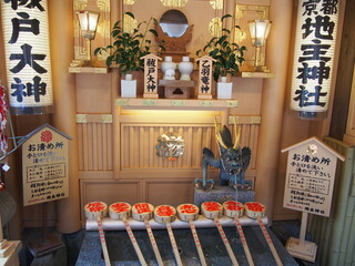 Traditional Japanese Temple Interior with Decorative Elements and Cultural Significance Displayed in a Shrine Setting