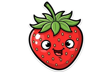Obraz premium Cute Cartoon Strawberry with Happy Expression.