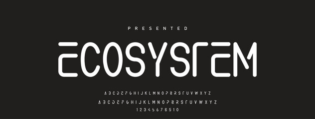 Font alphabet creative modern with black dots, letters A, B, C, D, E, F, G, H, I, J, K, L, M, N, O, P, Q, R, S, T, U, V, W, X, Y, Z and numerals 0, 1, 2, 3, 4, 5, 6, 7, 8, 9, vector illustration 10EPS © Mark