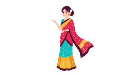 Elegant Indian Woman in Traditional Saree, Symbolizing Culture, Heritage, and Festive Celebrations. Suitable for cultural events, fashion designs, or educational projects.