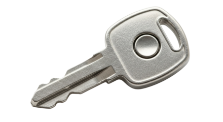 Silver Metal Key on White Background | Close-up of Security Device for Lock and Access Control