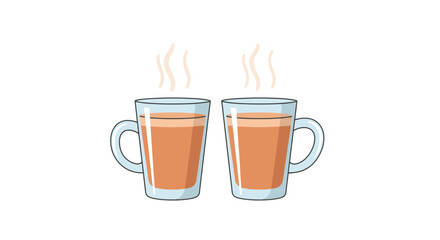 Two Steaming Mugs of Warm Chai Tea Illustration, Perfect for Food Blogs, Recipe Websites, or Creating Cozy and Relaxing Visuals.
