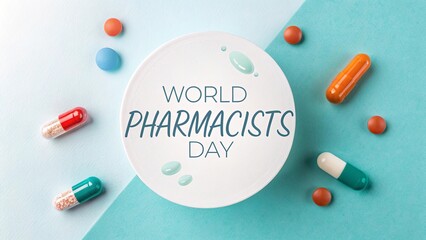 Minimalist awareness design with glowing white pharmacy cross for World Pharmacists Day.