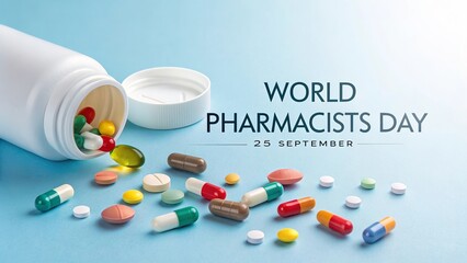Celebrating World Pharmacists Day with detailed healthcare symbols.