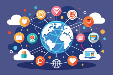 Global connections through digital networks showcasing diverse online activities and social interactions