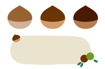 栗のイラスト_テキスト背景あしらい付き｜Chestnut