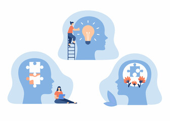 Conceptual illustration of human mind processes and ideas