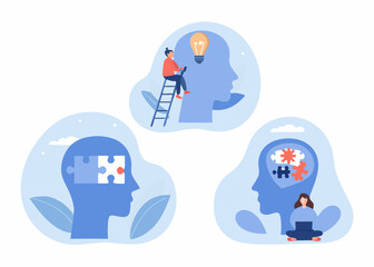 Concept of mental processes and human cognition illustrated with icons