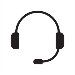 Customer service or customer support headset or headphones flat vector icon for apps and websites