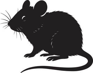 Fototapeta premium Silhouette of mouse isolated on white background | Rat rodent animal illustration wildlife vector pest control biology zoology cartoon mascot and nature design