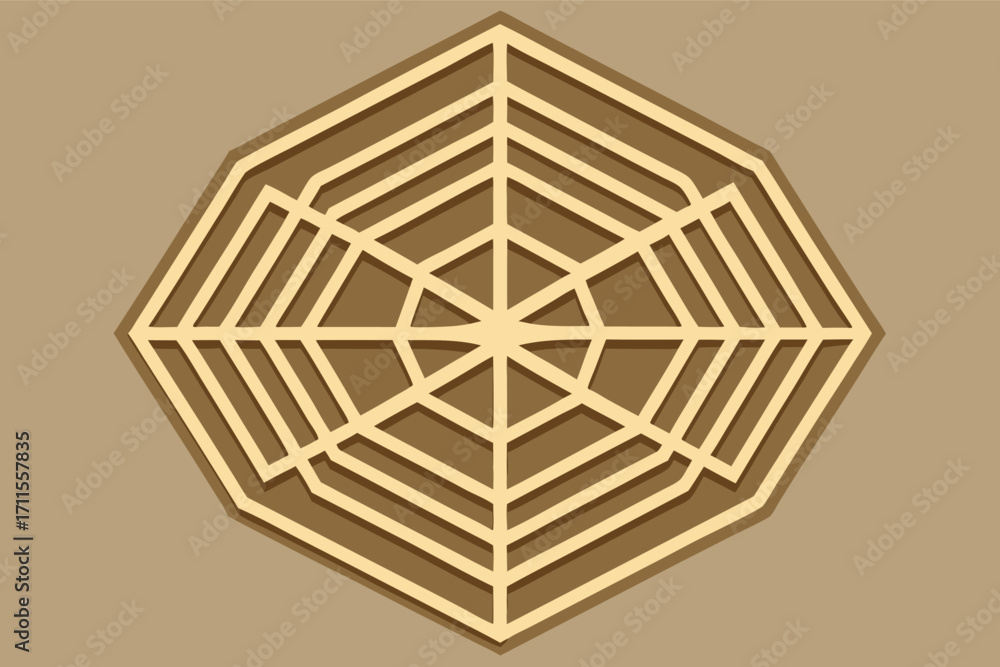 Aufkleber intricate geometric design of a web pattern in a warm brown color showcasing clean lines and symmetr