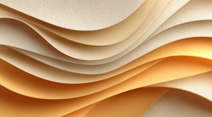 Abstract wavy layers of beige and orange paper