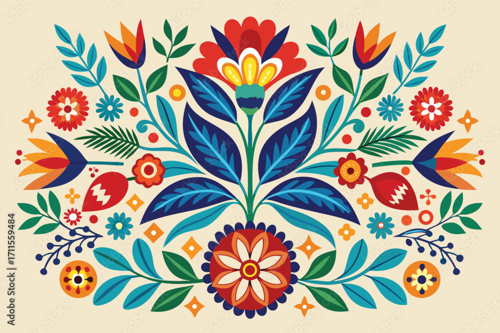 Poster bright floral pattern displaying vibrant colors and intricate designs for decoration and artistic us