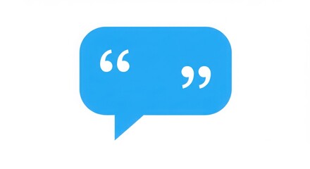Naklejka premium Blue speech bubble with quotation marks icon