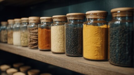 Artisan Spice Collection: Curated assortment of herbs in rustic glass jars