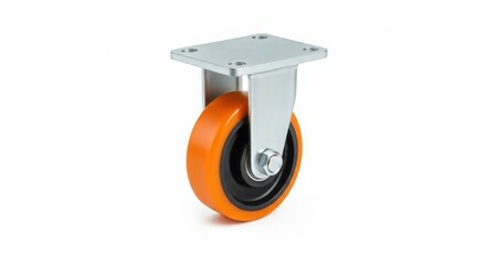 Heavy duty swivel caster with orange polyurethane wheel