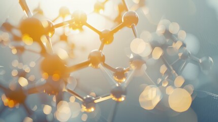 Molecular Structure Model with Bright Bokeh Effect in Warm Lighting for Scientific and Educational Use