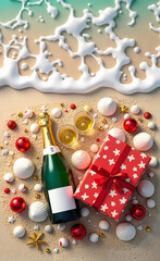 Christmas Champagne on the Tropical Beach