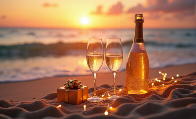 Christmas Champagne on the Tropical Beach