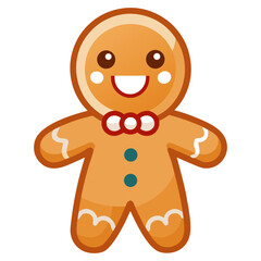 Gingerbread man holiday biscuit or cookie flat color vector icon for food apps and websites
