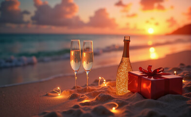 Christmas Champagne on the Tropical Beach