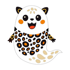 Happy Halloween illustration.  Vector illustration with cute ghost with leopard print