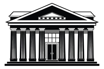 Classic building design with tall columns and a grand entrance in a minimalist style