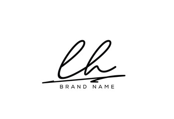 Obraz premium LH letter elegant cursive beauty handwriting logo.