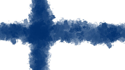 Abstract Blue Cross in Watercolor Effect.