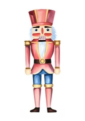 Christmas nutcracker illustration watercolor traditional.