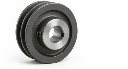 Dark gray double groove pulley with silver hub