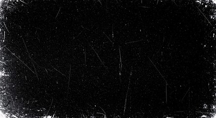 Distressed Black and White Grunge Texture Overlay with Scratches and Dust Particles for a Vintage Film Effect Background