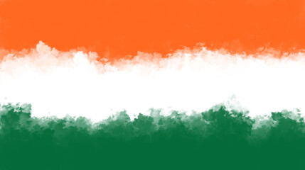 Indian Flag Inspired Abstract Background with Orange White and Green Smoke Texture in Tricolor Artistic Design.