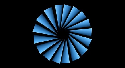 Rotating Blue Fan Design.