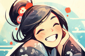 着物を着た女性のイラスト
