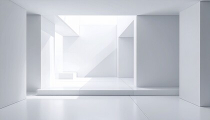 Empty white corridor interior view