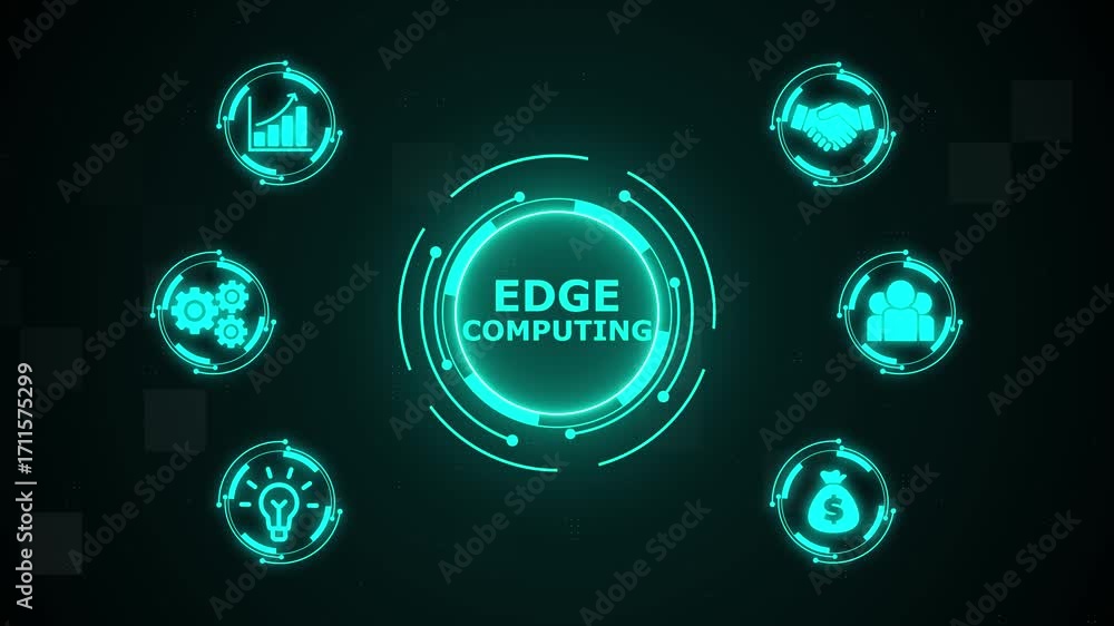 Poster edge computing modern it technology on virtual screen. business, technology, internet and networking