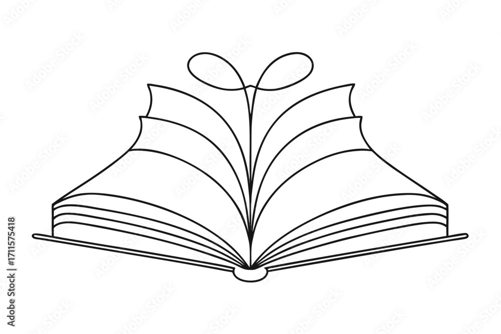 Poster open book with distinct pages displaying an artistic design, ideal for educational and artistic them
