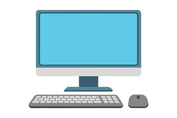 Fototapeta premium Modern desktop computer setup featuring a large monitor, keyboard, and mouse in a minimalistic design