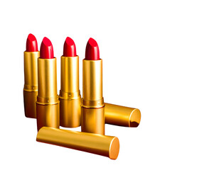 Elegant Golden Lipstick Tubes - Standing and Laying Makeup Accessories 