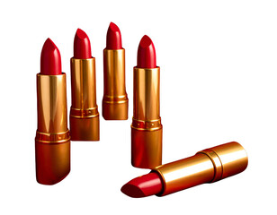 Elegant Golden Lipstick Tubes - Standing and Laying Makeup Accessories