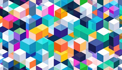 Abstract geometric pattern with colorful cubes creating a vibrant and modern design.