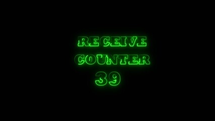 Receive counter Icon 39 number neon bright lime green color 4k illustration. Contact office background 4k illustration.	