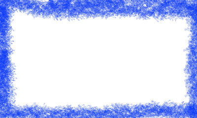 A blue textured border surrounding a white rectangular space in a digital abstract design style