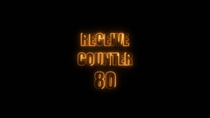 Receive counter Icon 80 number neon bright orange color 4k illustration. Contact office background 4k illustration.	