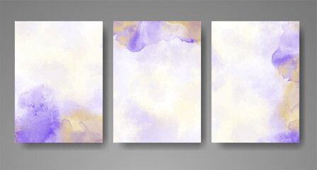 Set of cards with bright colorful vector watercolor background. Design for your date, postcard, banner.