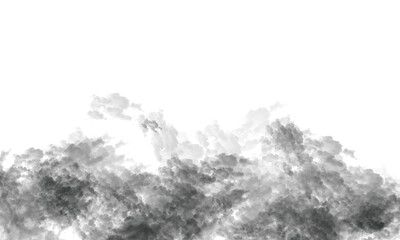 An abstract depiction of dense smoke billowing against a stark black background with white edges