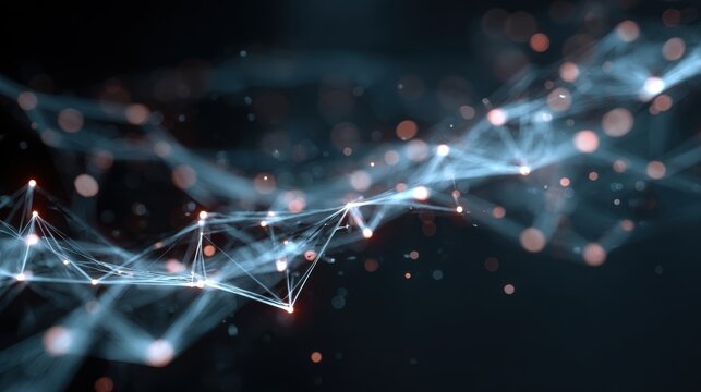 abstract neural network visualization, glowing data lines and nodes, futuristic AI concept, digital art style