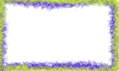 Abstract frame with a black center and a border of blue and yellow textured shapes around it