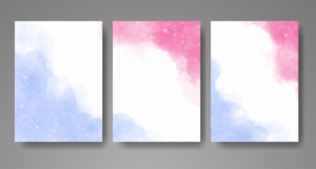 Set of cards with bright colorful vector watercolor background. Design for your date, postcard, banner.